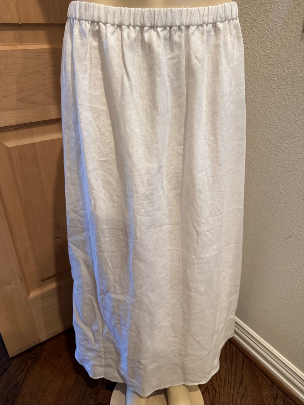 Reformation White Linen Elastic-Waist Maxi Skirt Sz XL
